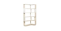 Flynama Corner Bookshelf with Anti-Drop Panel and Open Shelves