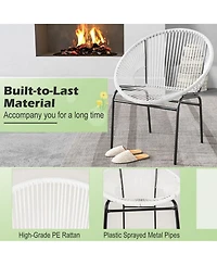 Yiortwo 3 Piece Patio Conversation Set with Acapulco Chairs and Glass Side Table