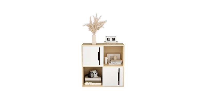 Flynama Nordic Style Wooden Storage Cabinet Sliding Door Design Open Closed Combined Shelf Cabinet for Bedroom Kids Room