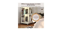 Flynama 4-Tier All-Steel 360 Degree Rotating Bookshelf with Universal Wheels Space-Saving Sturdy Household Book Display Rack