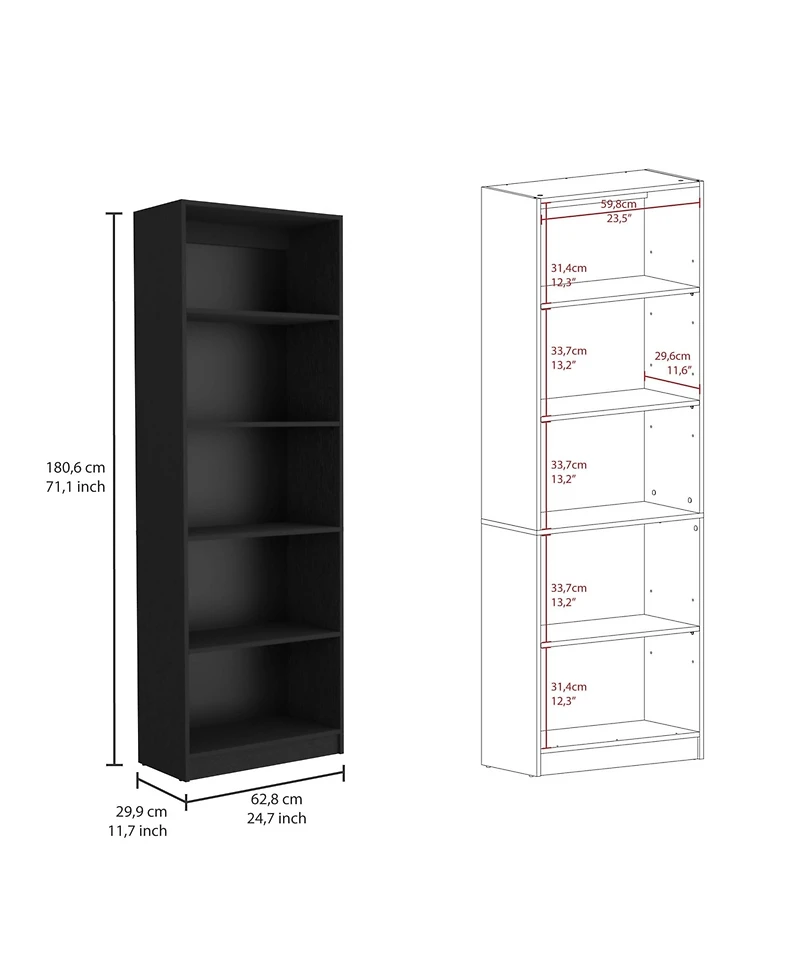 Flynama 4-Shelf Home Bookcase with Multi-Tier Storage and Bottom Shelf