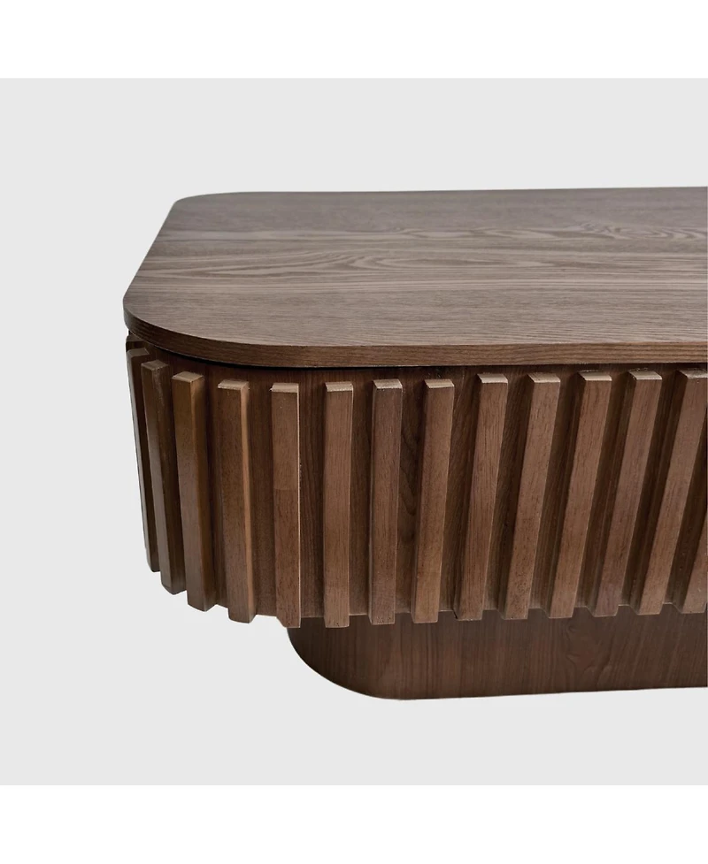 Streamdale Furniture 38.6'' Fluted Lift-Top Coffee Table with Storage Walnut