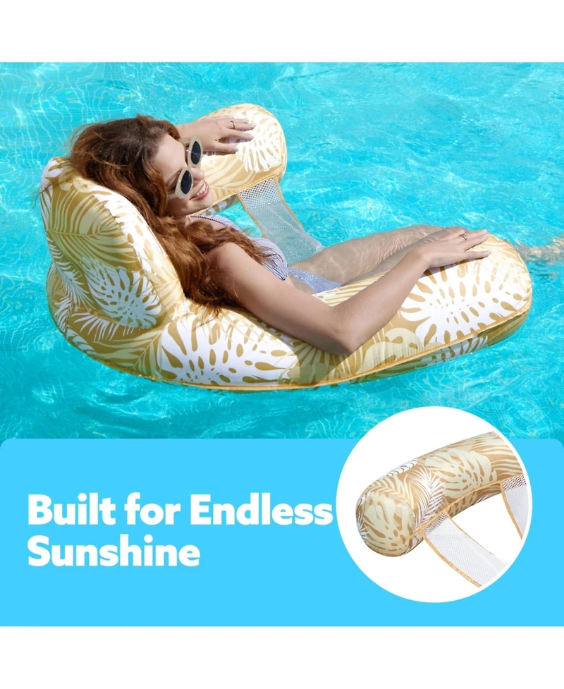 Aofar Inflatable Pool Float Lounge Chair Plant Pattern Water Hammock