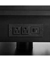 Streamdale Furniture High-Gloss Adjustable Rolling End Table with Charging Station and Storage