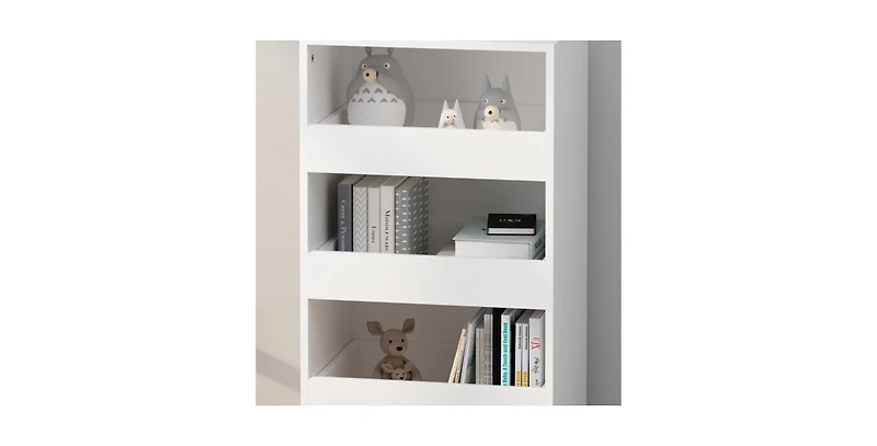 Flynama 4-Tier Bookshelf with Sliding Drawers and Bottom Drawer