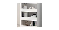 Flynama 4-Tier Bookshelf with Sliding Drawers and Bottom Drawer