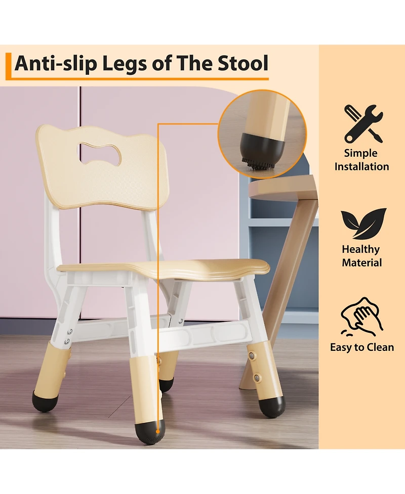 homfan 3-Level Height Adjustable Toddler Chair, Plastic Kids Chair for Boys Girls 2-6, Indoor Home Classroom Nursery Use