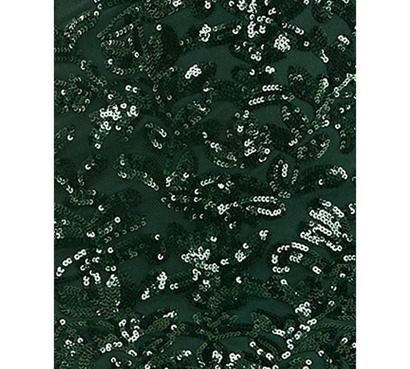 Emerald Sundae Juniors' Lace-Up Back Sequined V-Neck Short Dress