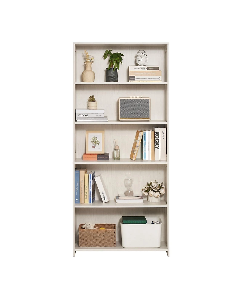 Flynama 68.3 Inch White 5-Tier Wide Anti-Tip Freestanding Open Bookshelf