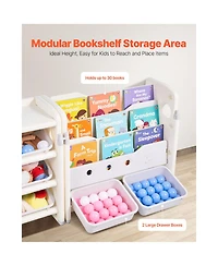 Flynama Kids Toy Storage Organizer with Bookshelf and 10 Storage Bins