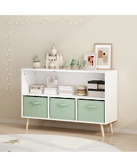 Flynama Kids Bookcase with Fabric Drawers and Toy Storage Organizer