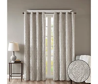 Avobird Knitted Jacquard Damask Total Blackout Grommet Top Curtain Panel