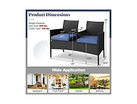 Mondawe Patio Loveseat with Built-in Table and Cushions for Backyard Porch