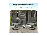 Mondawe 3 Piece Patio Swivel Chair Set with Soft Seat Cushions for Backyard