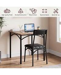 homfan Compact 3 Piece Dining Table Set for 2 Square Table with Upholstered Chairs, Metal and Wood Construction for Small Spaces Apartments Studios
