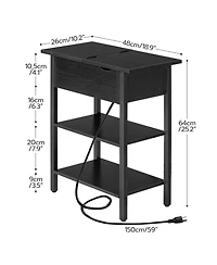 Slickblue Modern Side Table with Flip-Up Top and Built-In Charging Station