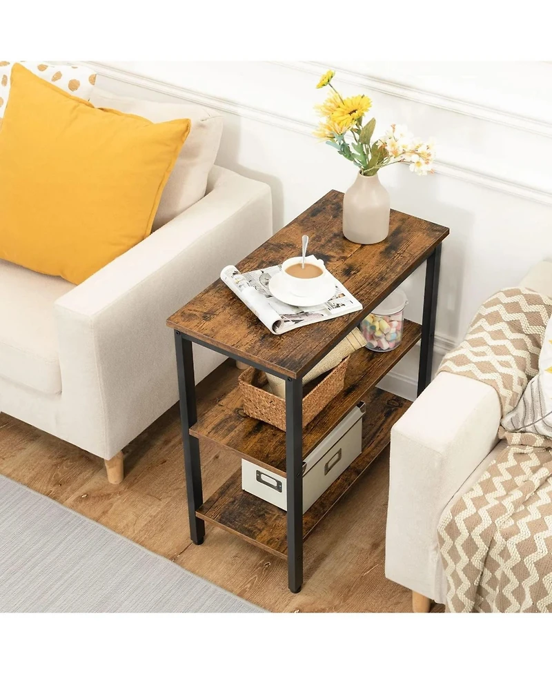 Slickblue 3-Tier Narrow End Table with Storage Shelves for Small Space Organization