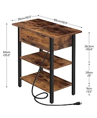 Slickblue Narrow Side Table with Charging Station and Flip-Top Storage Compartment