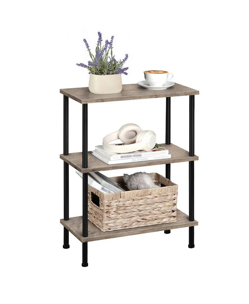 Slickblue Space-Saving Side Table with 3-Tier Open Storage Shelves