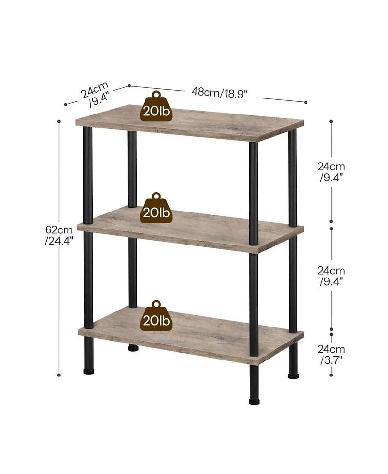 Slickblue Space-Saving Side Table with 3-Tier Open Storage Shelves
