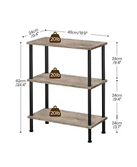 Slickblue Space-Saving Side Table with 3-Tier Open Storage Shelves
