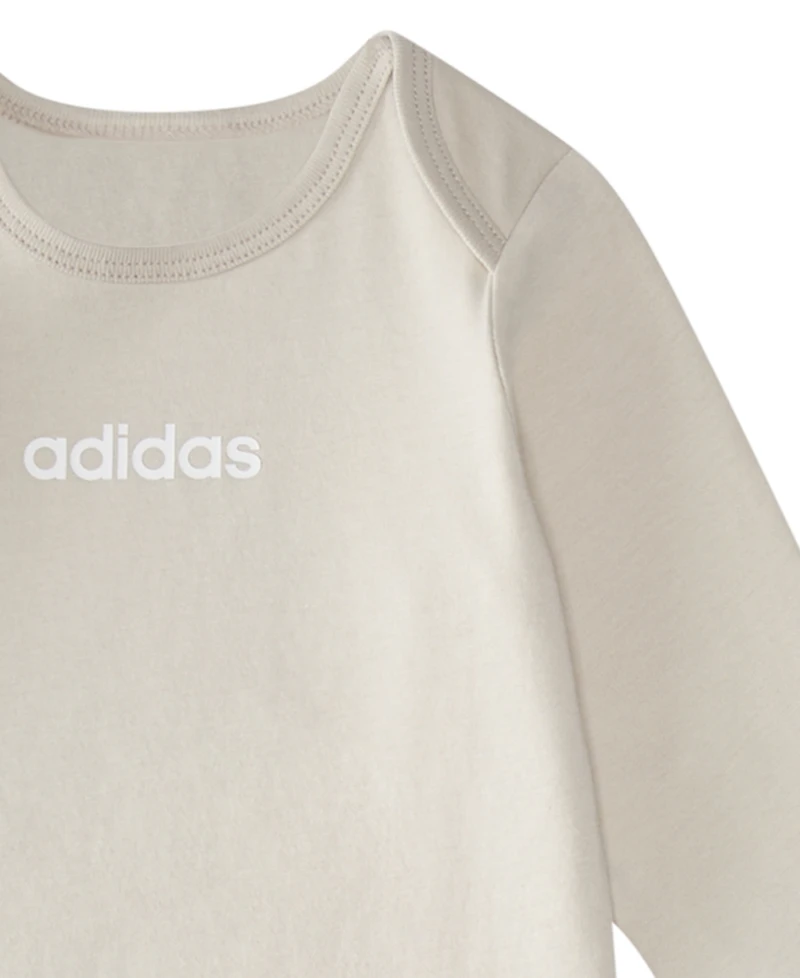 adidas Baby Boys 3-Piece Printed Long Sleeve Bodysuit, Short Bodysuit and Pants Set