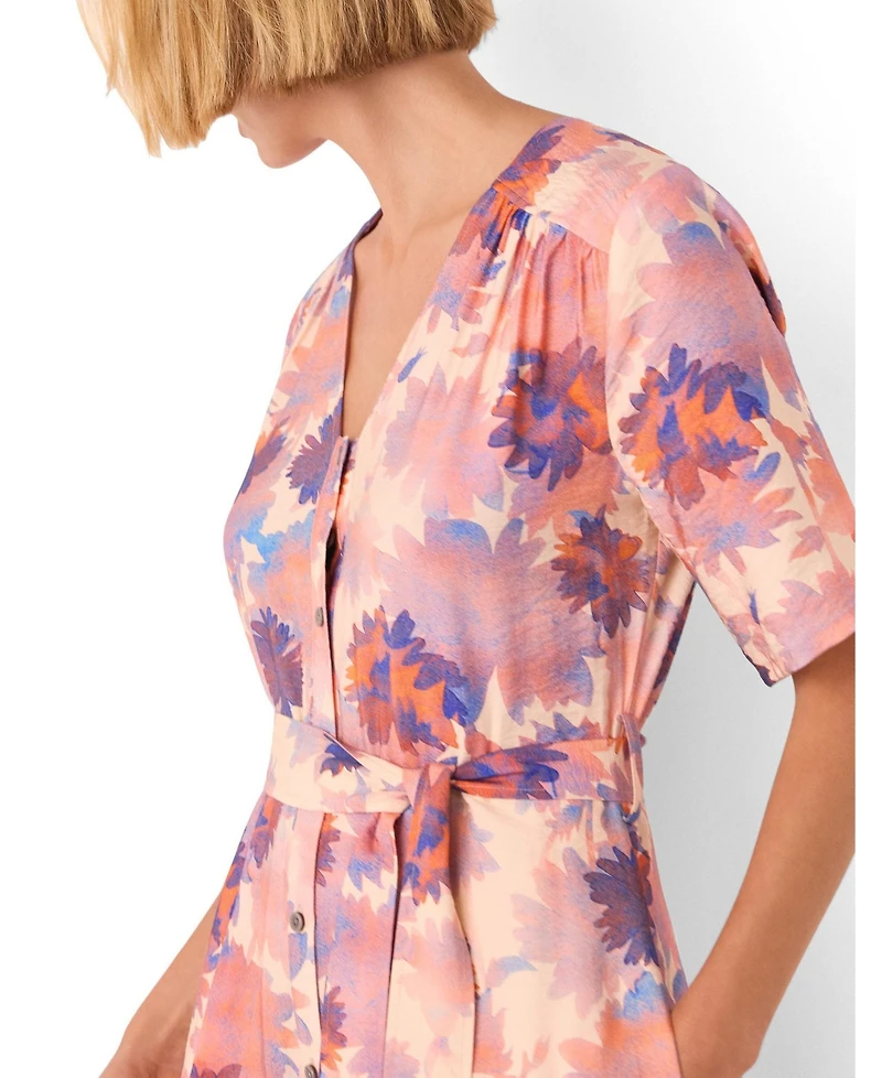 Whistles Women's Floral Button Front Cropped Jumpsuit