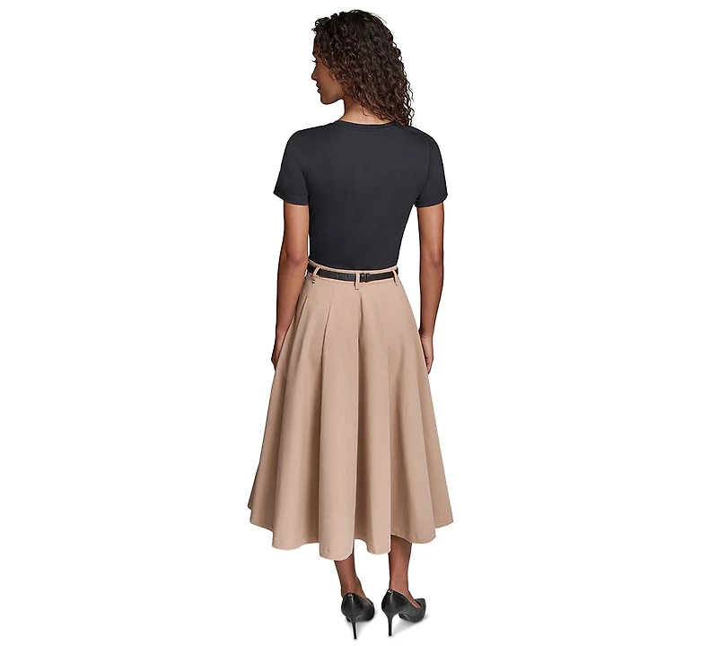 Karl Lagerfeld Paris Women's Belted Jersey Midi Dress