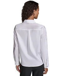 Karl Lagerfeld Paris Women's Cotton Poplin Button-Front Blouse
