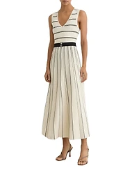 Reiss Women's Sleeveless Stripe Knitted Midi Dress