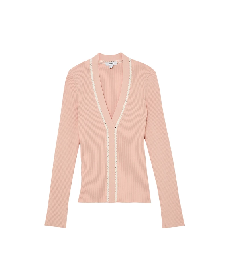 Reiss Women's Craft-Stitch Rib-Knit Sweatshirt