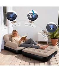 Gouun Convertible Inflatable Sofa Bed Flocked Pvc Pull Out Couch