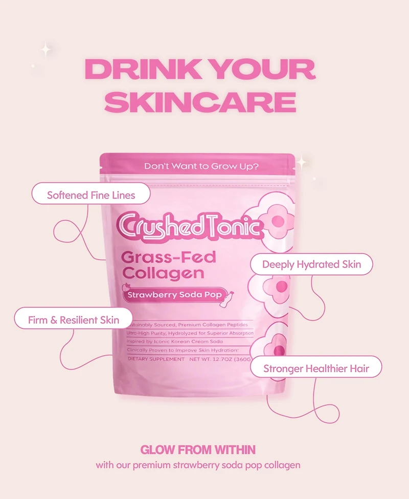 Crushed Tonic Strawberry Soda Pop Collagen Powder