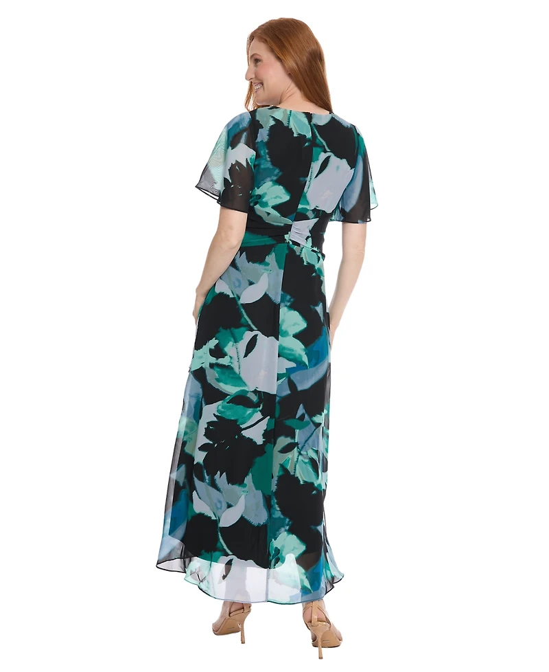 Maggy London Women's Asymmetrical Print Maxi Dress
