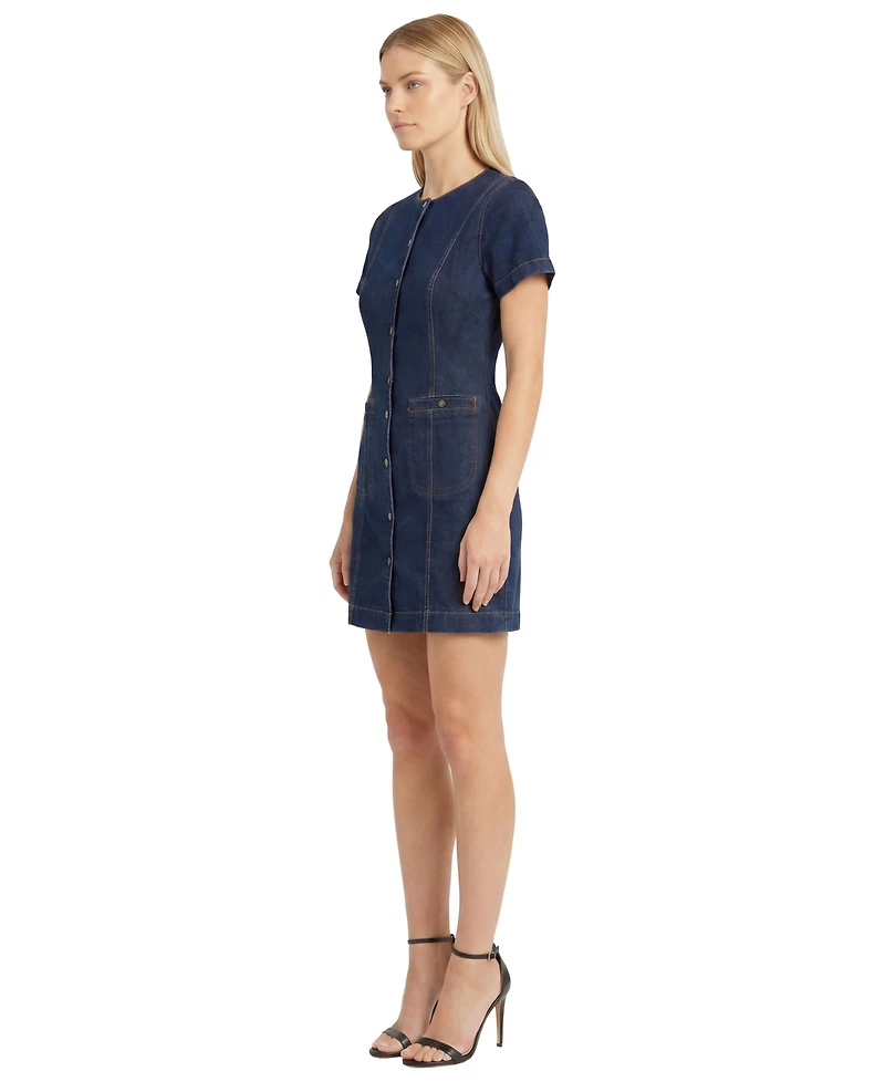 Maggy London Women's Denim Mini With Buttons Dress
