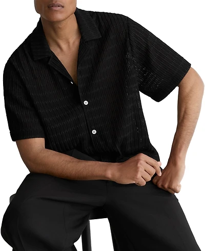 Reiss Men's Sid Crochet Cuban Shirt