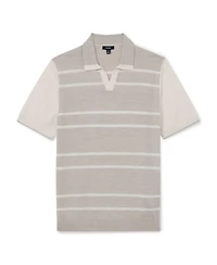 Reiss Men's Miles Open Collar Striped Merino Wool Polo Shirt