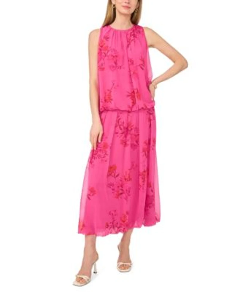 Vince Camuto Womens Floral Crewneck Sleeveless Blouse Maxi Skirt