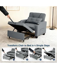 gaomon Convertible Sleeper Sofa Chair, Pull Out Bed, Single Sofa Recliner with Vibration Massage Lumbar Pillow