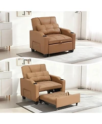 gaomon Convertible Sleeper Sofa Chair, Pull Out Bed, Single Recliner with Vibration Massage Lumbar Pillow
