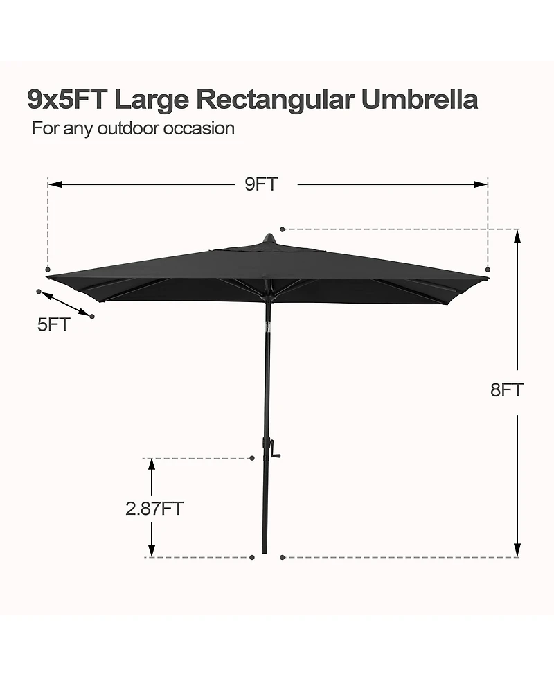 Pellebant Outodoor 9 x 5 Feet Patio Market Umbrella