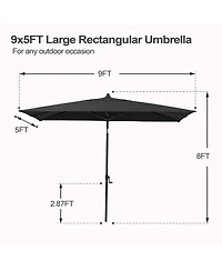 Pellebant Outodoor 9 x 5 Feet Patio Market Umbrella