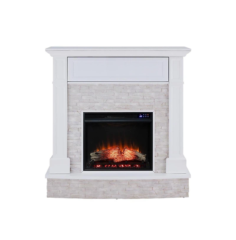 Augusta Home Jacksdale Criss-Cross Electric Media Fireplace w/ Faux Stone