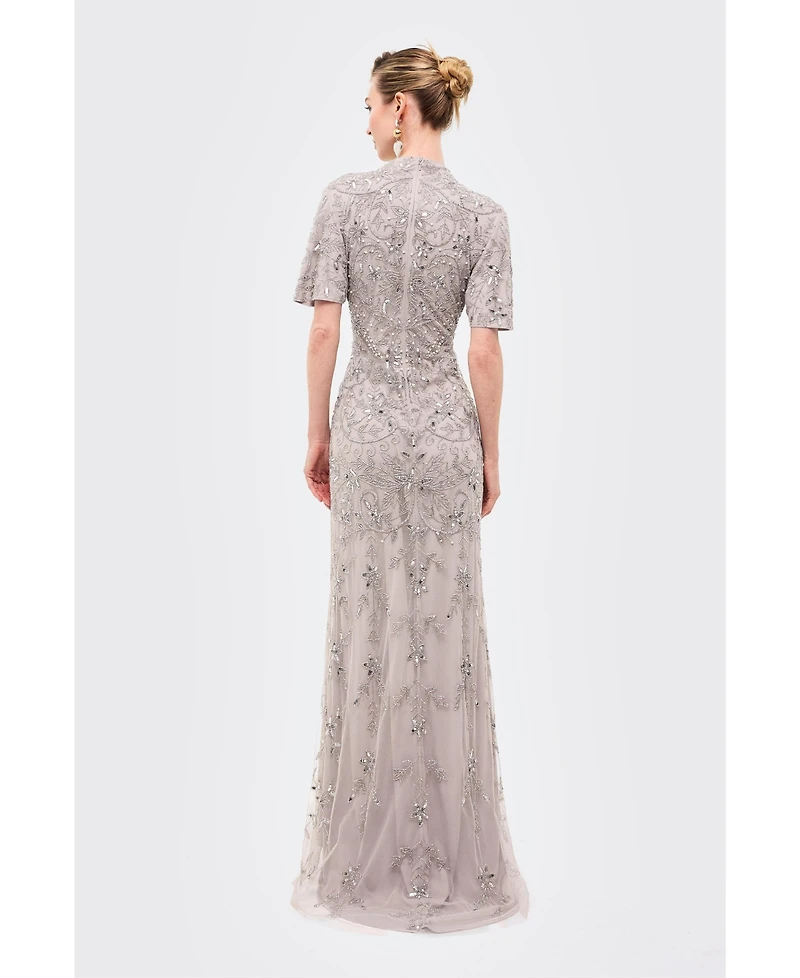 Beauut Women's Embellished Sequins High Neck Dress