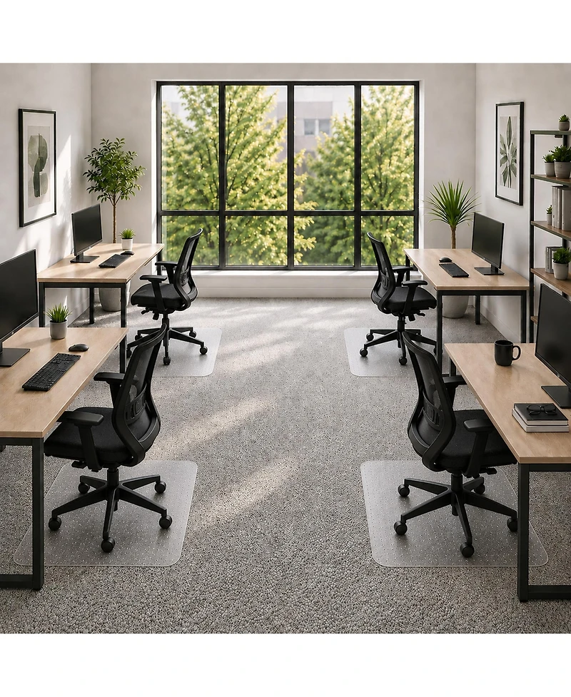 Workonit 30" x 48" Office Chair Mat for Low Pile Carpet (2 Pack), Clear Heavy Duty Non-Slip Thick Desk Chair Floor Protector for Home and Office