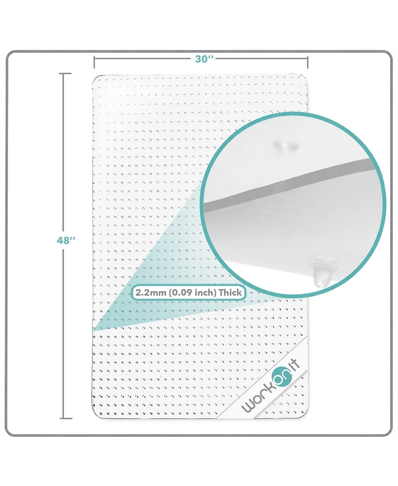 Workonit 30" x 48" Office Chair Mat for Low Pile Carpet (2 Pack), Clear Heavy Duty Non-Slip Thick Desk Chair Floor Protector for Home and Office