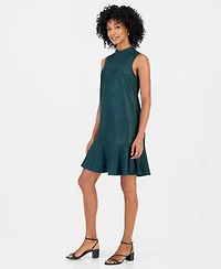 Robbie Bee Women's Faux Suede Flounce-Hem Dress