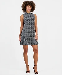 Robbie Bee Women's Mock Neck Printed Flared-Hem Dress