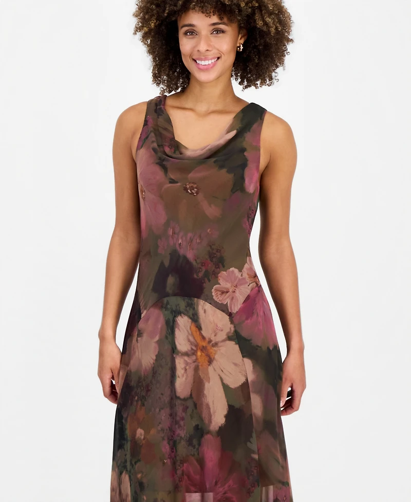 Robbie Bee Women's Cowlneck Sleeveless Midi Dress