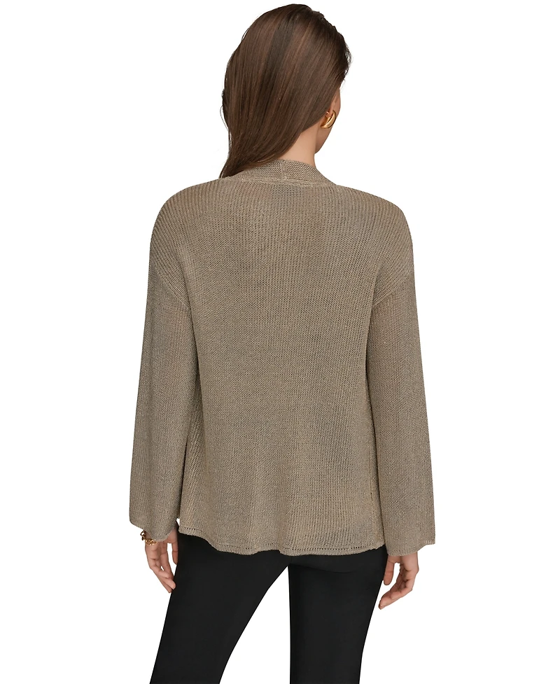 Donna Karan New York Women's Metallic V-Neck Long-Sleeve Cardigan